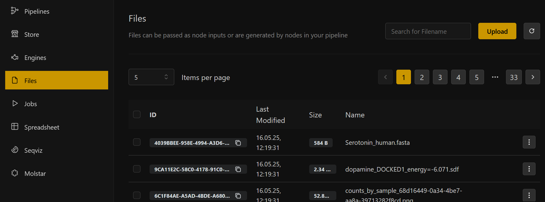 Upload file screenshot